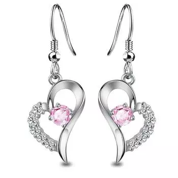 Серьги-капли из стерлингового серебра 925 пробы с кисточками и цирконием в форме сердца для женщин и девушек, свадебная вечеринка, элегантные корейские украшения розовый