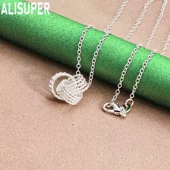 925 Sterling Silver Tennis Pendant Necklace Fashion Wedding Jewelry O-40CM