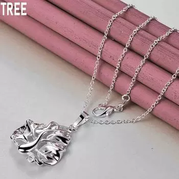 925 Sterling Silver Tree Necklace Fashion Charm Wedding Jewelry O-45CM