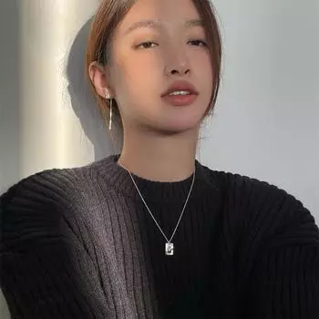 925 sterling silver vase relief square pendant sweater chain ins cold wind high sense niche necklace women s new model 925 silver