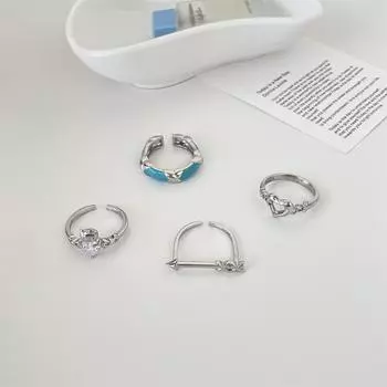 925 sterling silver versatile love zircon ring women s simple design sense niche blue drop glaze finger ring new ring Opening Adjustable
