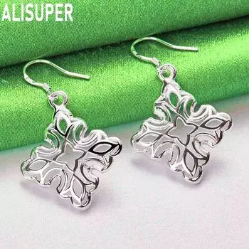 925 Sterling Silver Water Droplet Shaped Pendant Perforated Fashion Charm Wedding Jewelry 4.20*2.50cm