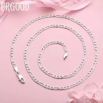 925 Sterling Silver Wedding Jewelry 18-30 Inch 4mm Sideways Necklace 40cm