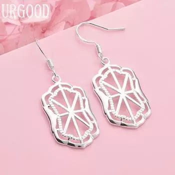 925 Sterling Silver Wedding Jewelry Fashion Geometric Earrings 4.50*1.60cm