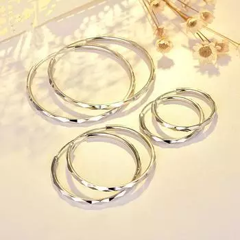925 Sterling Silver Women s Fashion Modified Face Shape Big Circle Diameter 30mm
