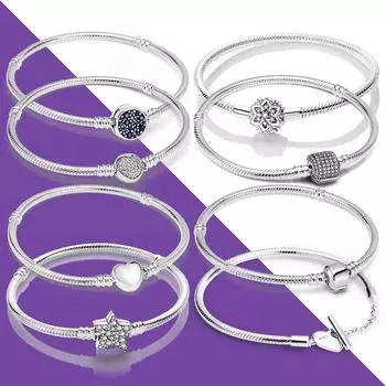 925 пробы стерлингового серебра женские браслеты с подвесками в виде змеи подходят оригинальные бусины кулон DIY модные ювелирные изделия изготовление аксессуаров подарок 17cm