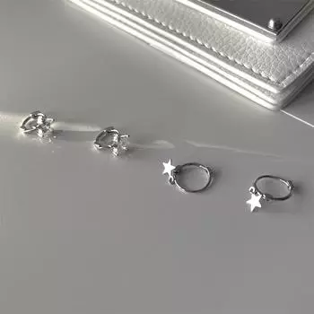 925 sterling silver zircon pentagram ear buckle classic versatile niche fashion high-end earrings femininity new 925 silver