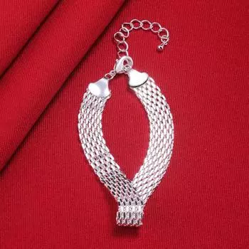 925 стерлингового серебра 10 мм плетеный браслет модные украшения 20CM