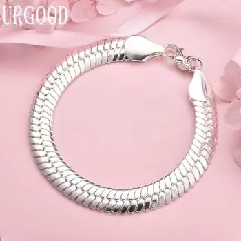 925 стерлингового серебра 10 мм змея цепи модные свадебные украшения 20CM