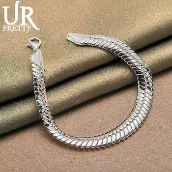 925 стерлингового серебра 10 мм змея цепи модные свадебные украшения 20CM
