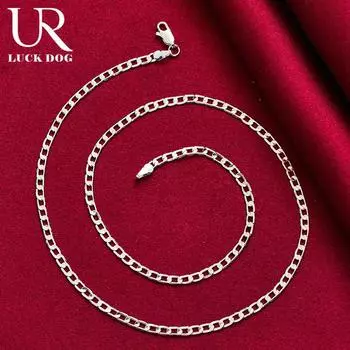 925 стерлингового серебра 16/18/20/22/24/26/28/30 дюймов 4 мм боковое ожерелье модные свадебные украшения 40CM