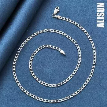 925 стерлингового серебра 16/18/20/22/24/26/28/30 дюймов 4 мм боковое ожерелье модные свадебные украшения 40CM