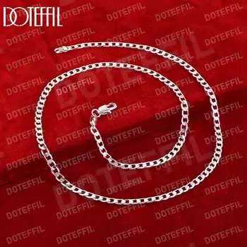 925 стерлингового серебра 16/18/20/22/24/26/28/30 дюймов 4 мм боковое ожерелье модные свадебные украшения 40CM