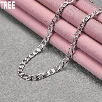 925 стерлингового серебра 16/18/20/22/24/26/28/30 дюймов 4 мм боковое ожерелье модные свадебные украшения 40CM