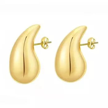 925 стерлингового серебра 18 карат позолоченные массивные купольные серьги-капли для женщин винтажные глянцевые толстые серьги-кольца в форме слезы ювелирные изделия