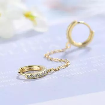 925 стерлингового серебра 1шт двойное отверстие для уха кубический циркон серьги-кольца ювелирные изделия для женщин вечеринка подарок S-E1030