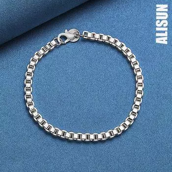 925 стерлингового серебра 4 мм гладкий браслет-цепочка модный шарм модные свадебные украшения 20CM