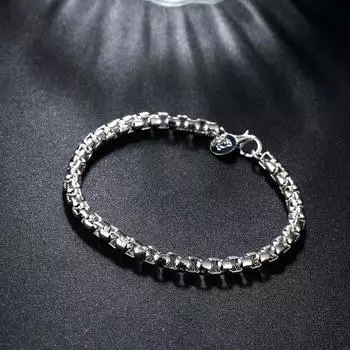 925 стерлингового серебра 4 мм круглый решетчатый браслет для женщин уличная мода свадьба вечеринка праздничный подарок уличная одежда ювелирные изделия