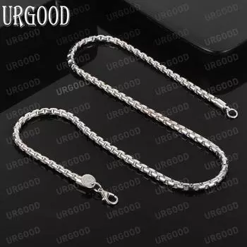 925 стерлингового серебра 4 мм шарнирная цепь 18 дюймов мужское и женское ожерелье модные свадебные украшения 45CM