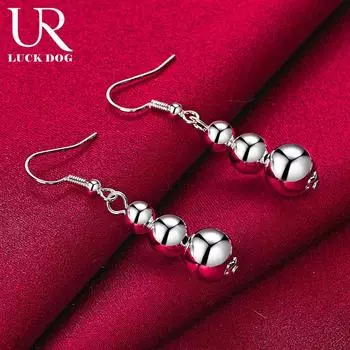 925 стерлингового серебра 6 8 10 мм полые бусины кулон пирсинг модные свадебные украшения 4.50*1.00cm