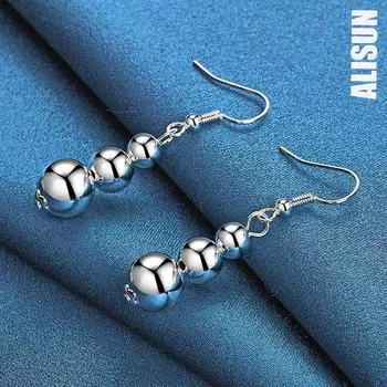 925 стерлингового серебра 6 8 10 мм полые бусины кулон пирсинг модные свадебные украшения 4.50*1.00cm