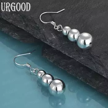 925 стерлингового серебра 6 8 10 мм полые бусины кулон пирсинг модные свадебные украшения 4.50*1.00cm