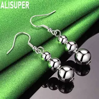 925 стерлингового серебра 6 8 10 мм полые бусины кулон пирсинг модные свадебные украшения 4.50*1.00cm