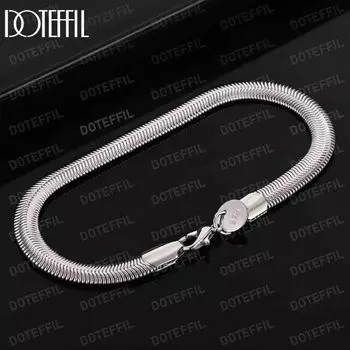 925 стерлингового серебра 6 мм плоский браслет-цепочка в виде змеи модные свадебные украшения 20CM