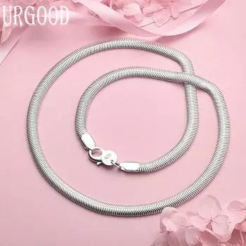 925 стерлингового серебра 6 мм змея цепи модные свадебные украшения 40CM