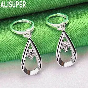 925 стерлингового серебра AAA циркон капли воды/капли дождя пирсинг серьги модные шармы свадебные украшения 0.90*1.70cm