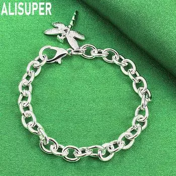 925 стерлингового серебра AAA циркон стрекоза кулон браслет модные свадебные украшения 20CM