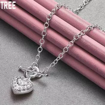 925 стерлингового серебра AAA циркон TO ожерелье модные свадебные украшения 45CM