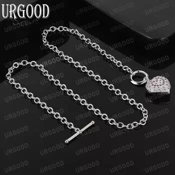 925 стерлингового серебра AAA циркон TO ожерелье модные свадебные украшения 45CM