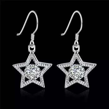 925 стерлингового серебра Aaa циркон звезды серьги высокое качество шарм женские ювелирные изделия мода свадьба помолвка вечеринка подарок