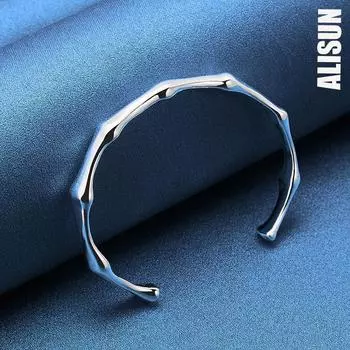 925 стерлингового серебра бамбуковый узел открывающийся браслет модные свадебные украшения 60MM