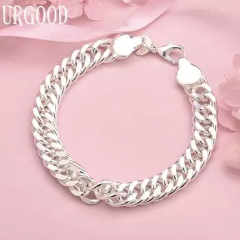 925 стерлингового серебра боковой браслет цепи модные свадебные украшения 20CM