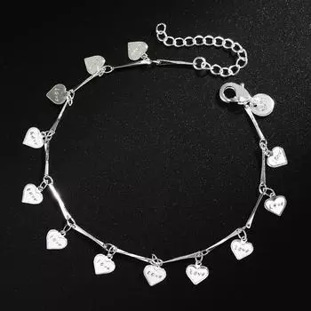 925 стерлингового серебра браслеты для женщин счастливая любовная буква сердце серебряная цепочка браслет пульсира подарок свадебные украшения S-B164