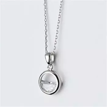 925 стерлингового серебра циркон круг шарм ожерелье кулон для женщин свадебные украшения аксессуары подарок колье бижутерия Dz915