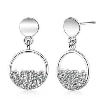 925 стерлингового серебра циркон круглые серьги-гвоздики для женщин Boucles d oreilles свадебные украшения для девочек eh209