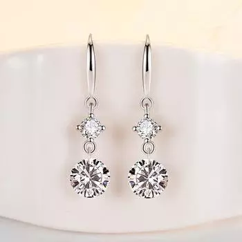 925 стерлингового серебра циркон шарм серьги-гвоздики для женщин девочек свадебные украшения для вечеринок Pendientes eh1354