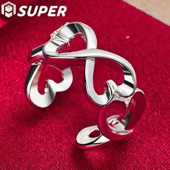 925 стерлингового серебра двойная линия женское кольцо модные свадебные украшения Opening