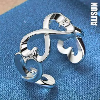 925 стерлингового серебра двойная линия женское кольцо модные свадебные украшения Opening