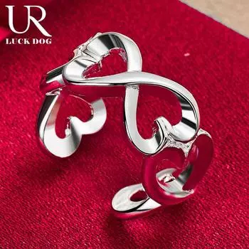 925 стерлингового серебра двойная линия женское кольцо модные свадебные украшения Opening