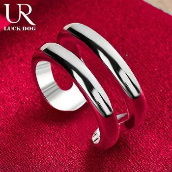 925 стерлингового серебра двойная линия женское парное кольцо модные свадебные украшения Opening