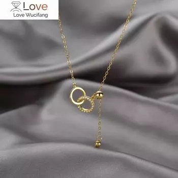 925 стерлингового серебра двойное кольцо круглой формы модная подвеска на шею для женщин ключичная цепочка ювелирные украшения подарок на день рождения золотой