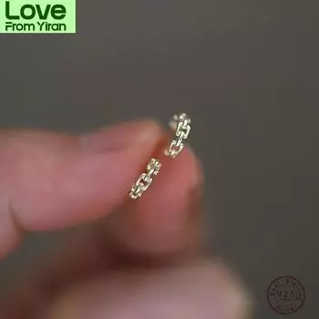 925 стерлингового серебра европейская абстрактная цепочка ушная косточка клипса для женщин панк хип-хоп покрытие 14k золото ювелирные изделия аксессуар подарок золотой