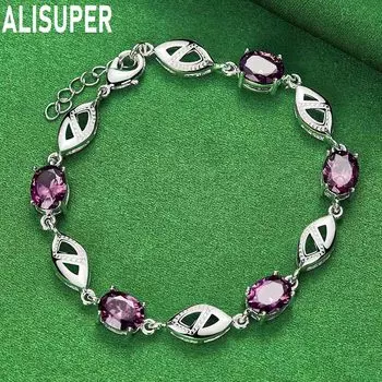 925 стерлингового серебра фиолетовый AAA браслет Хао Ши модные свадебные украшения 20CM