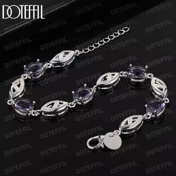 925 стерлингового серебра фиолетовый AAA браслет Хао Ши модные свадебные украшения 20CM