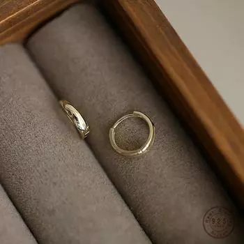 925 стерлингового серебра французские простые глянцевые серьги женские рок хип-хоп легкие роскошные покрытия 14k золото ювелирные изделия подарок золотой