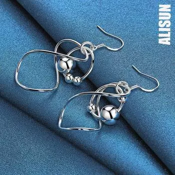 925 стерлингового серебра геометрические гладкие бусины ювелирные изделия пирсинг серьги модные свадебные украшения 4.80*1.90cm